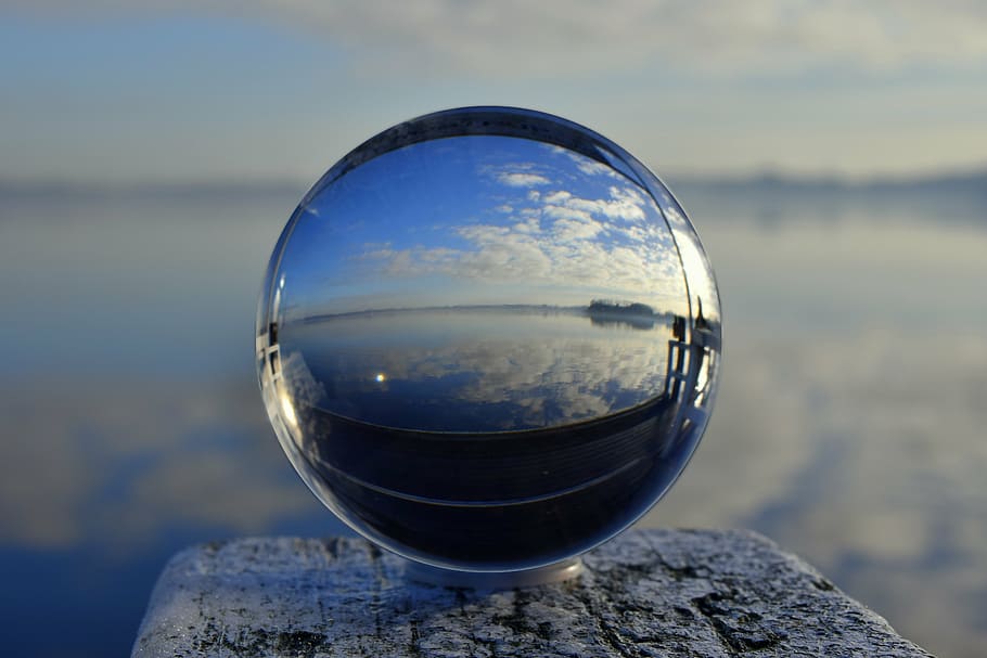 ball, lake, web, clouds, water, sky, bad zwischenahn, reflection HD wallpaper