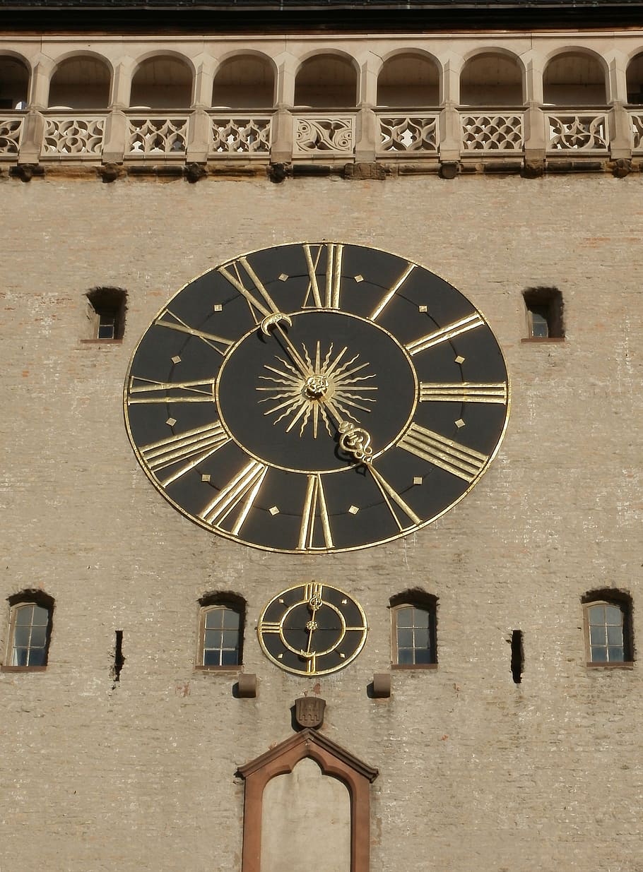 clock, wall, altpoertel, speyer, time, hour, minute, old, round HD wallpaper
