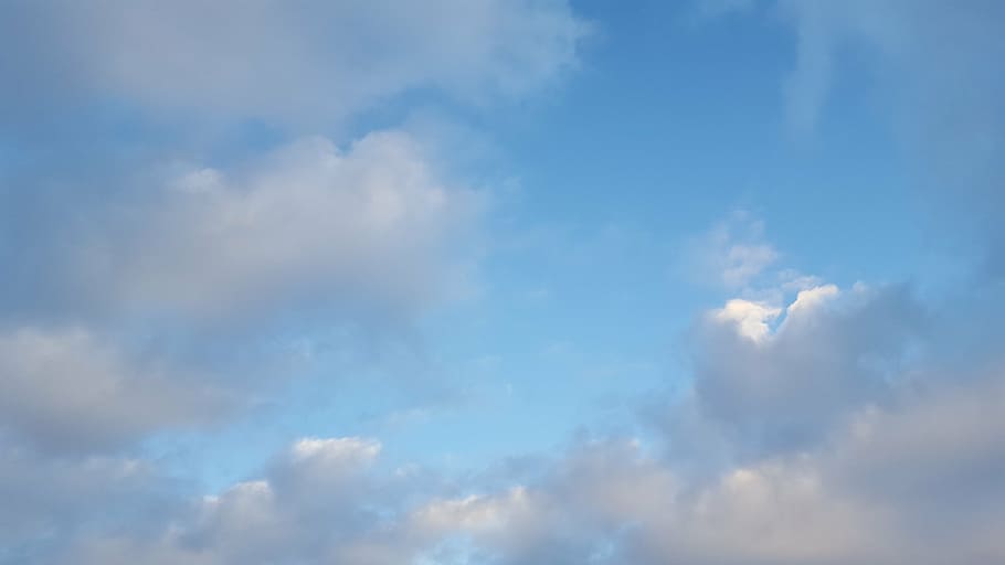 white cumulus clouds, sky, blue, serene, nature, weather, air HD wallpaper