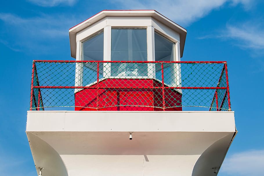 lighthouse, sky, architecture, contemporary, glass, building HD wallpaper