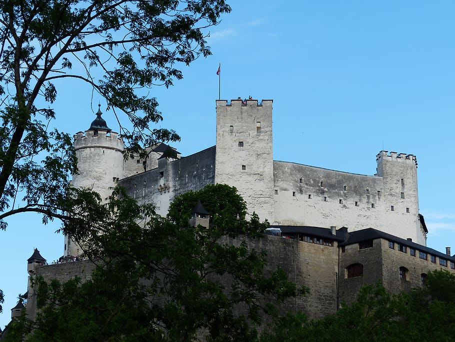 hohensalzburg fortress, castle, landmark, austria, town hill, HD wallpaper