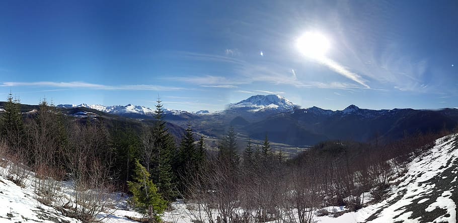washington state, volcano, boom v, snow, cold temperature, winter HD wallpaper