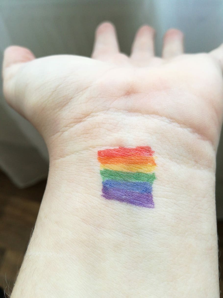 Show your pride, person with assorted-color on pulse, rainbow HD wallpaper