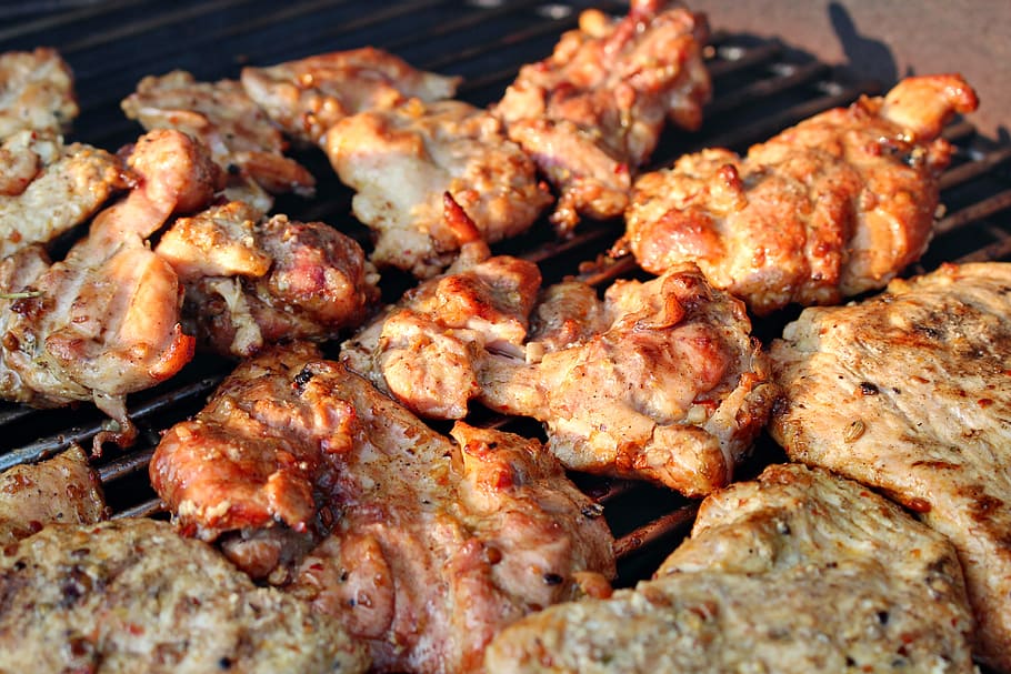 bbq, barbecue, chicken, food and drink, meat, freshness, chicken meat, HD wallpaper