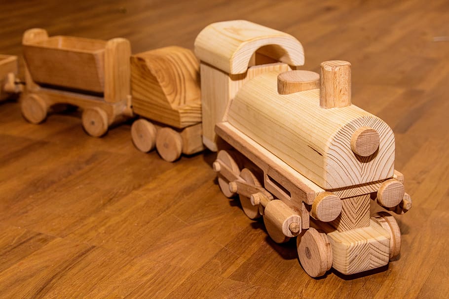 wooden railway, children toys, children's room, wood work, wood - material, HD wallpaper