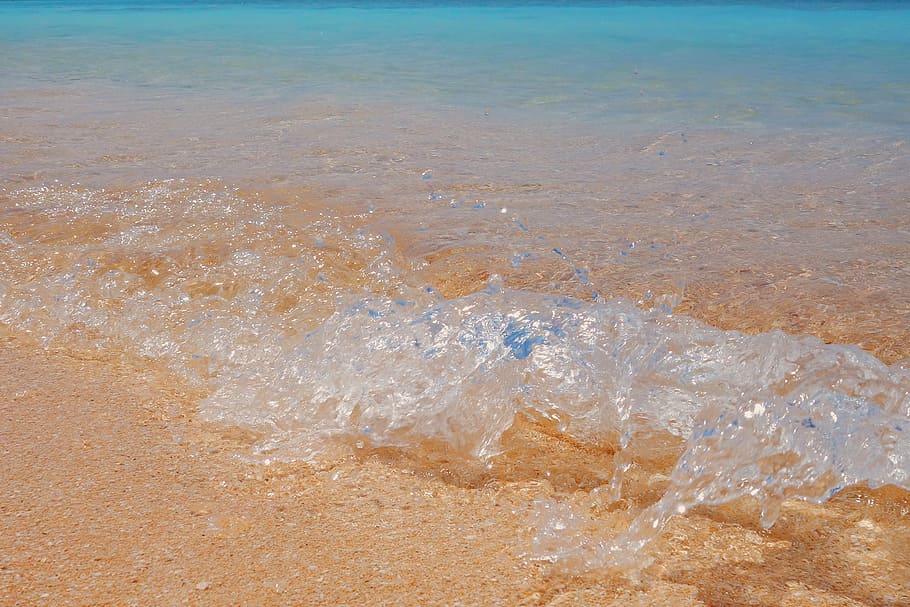 macro photography of waves, beach, sand, sea, nature, summer HD wallpaper