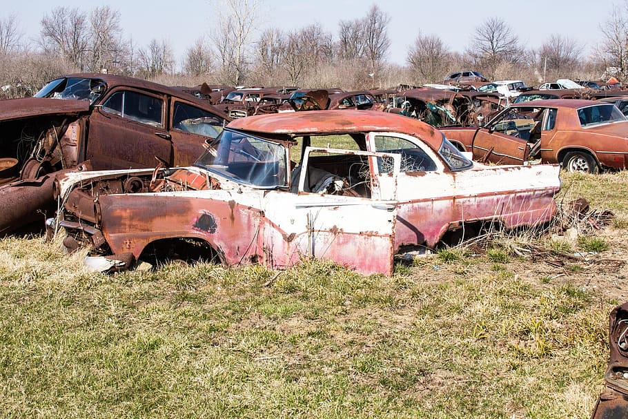 vintage car junk yard, Autos, rusty, rusty stuff, cars, obsolete