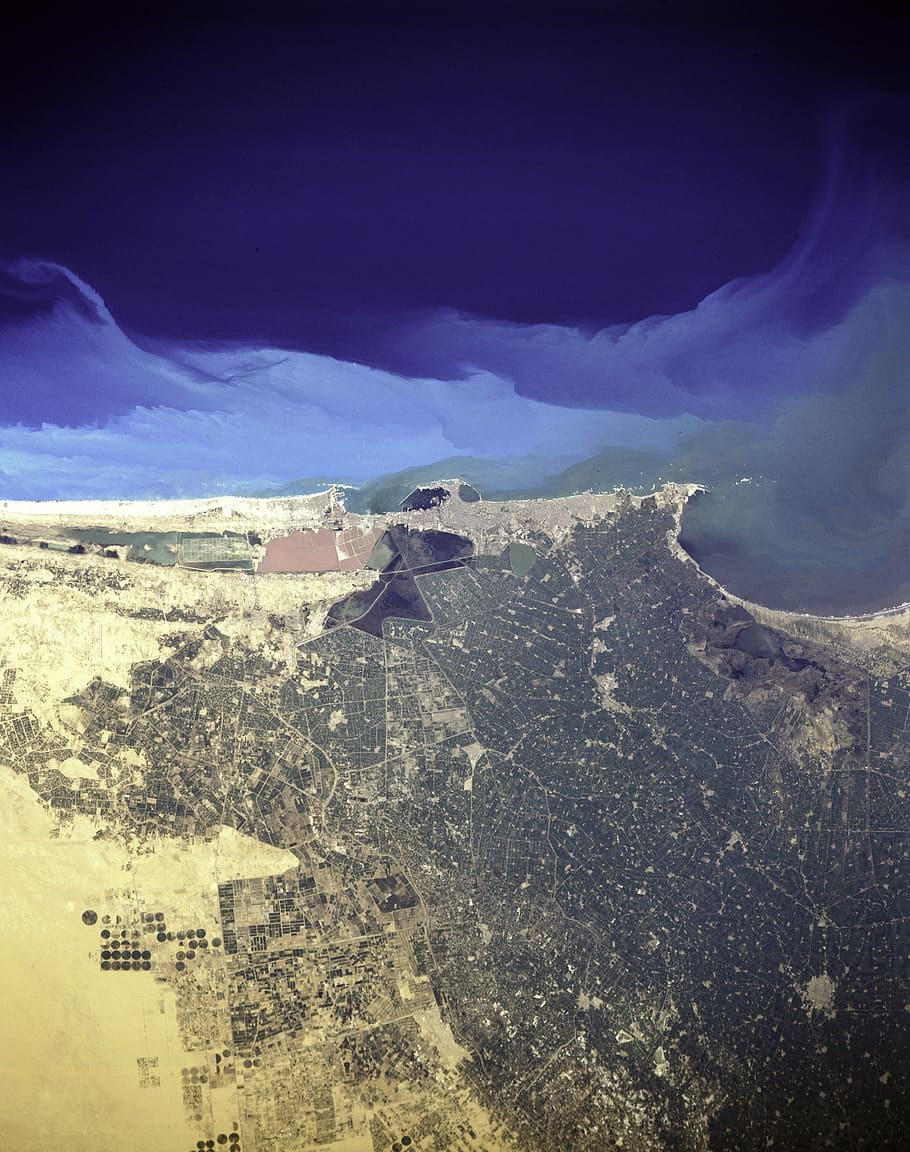 Satellite Image of Alexandria, Egypt, photos, ocean, public domain
