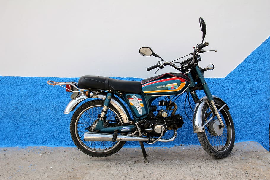 motorcycle, blue, white, honda, transportation, mode of transportation HD wallpaper