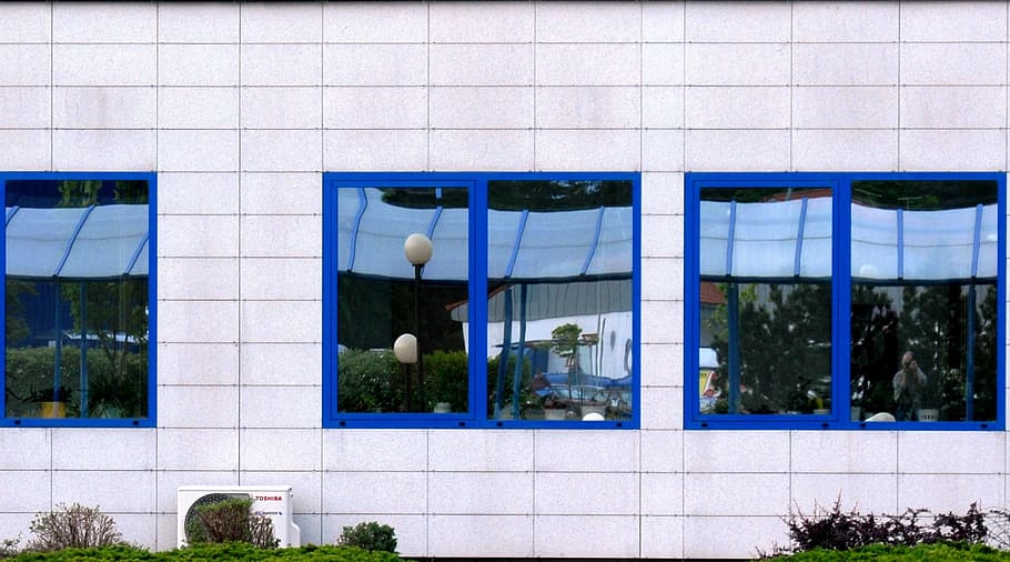 office building, window, reflection, glass, built structure HD wallpaper