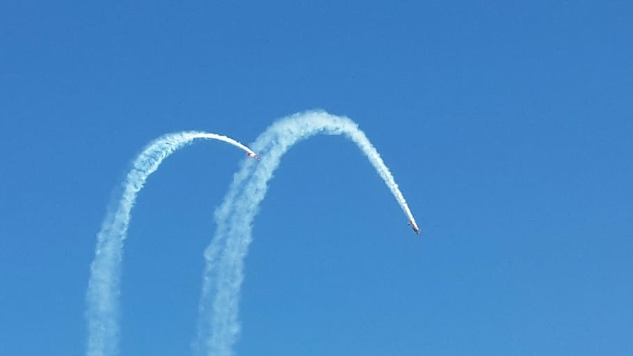 plane, airplane, show, vapor trail, sky, flying, air vehicle HD wallpaper