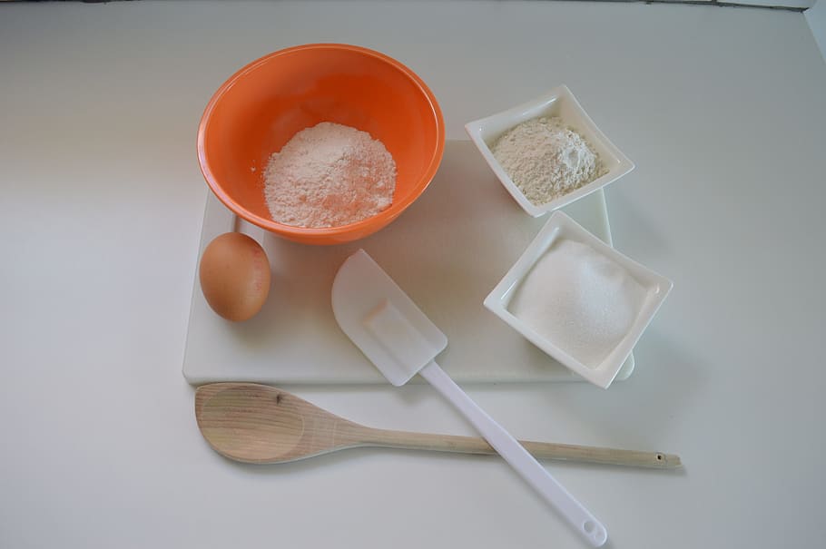 baking, flour, utensils, cooking, butter, sugar, kitchen utensil HD wallpaper