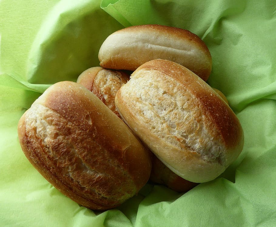 baked, basket, roll, breakfast, food, frisch, crispy, delicious HD wallpaper