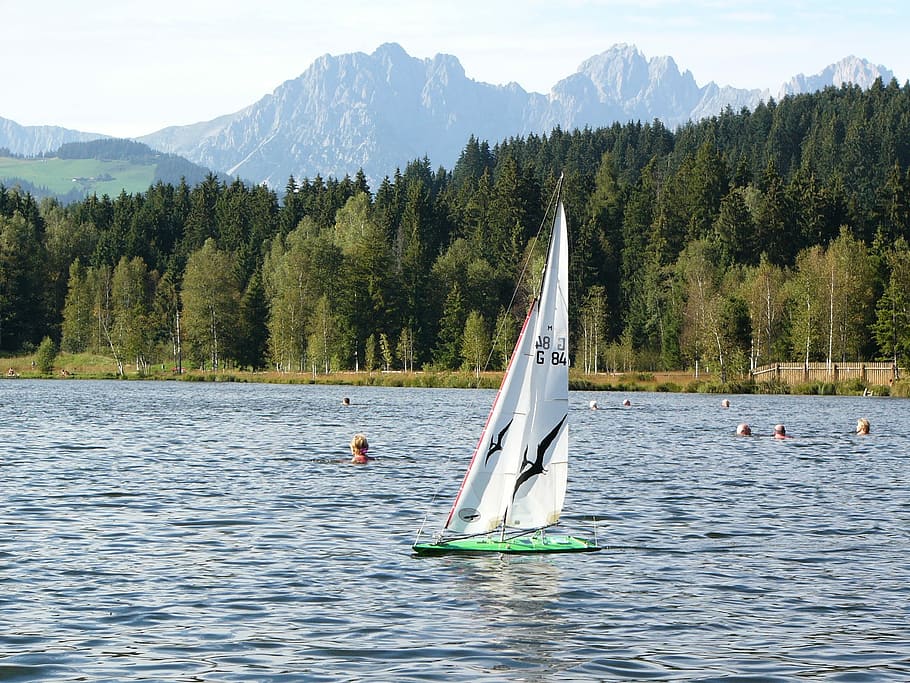 Model, Sailors In Badesee, mountain, water, no people, tree HD wallpaper