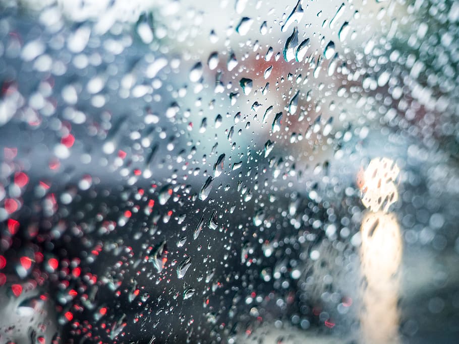 Raindrops on Window, car, focus, light, Macro, Water, Weather HD wallpaper