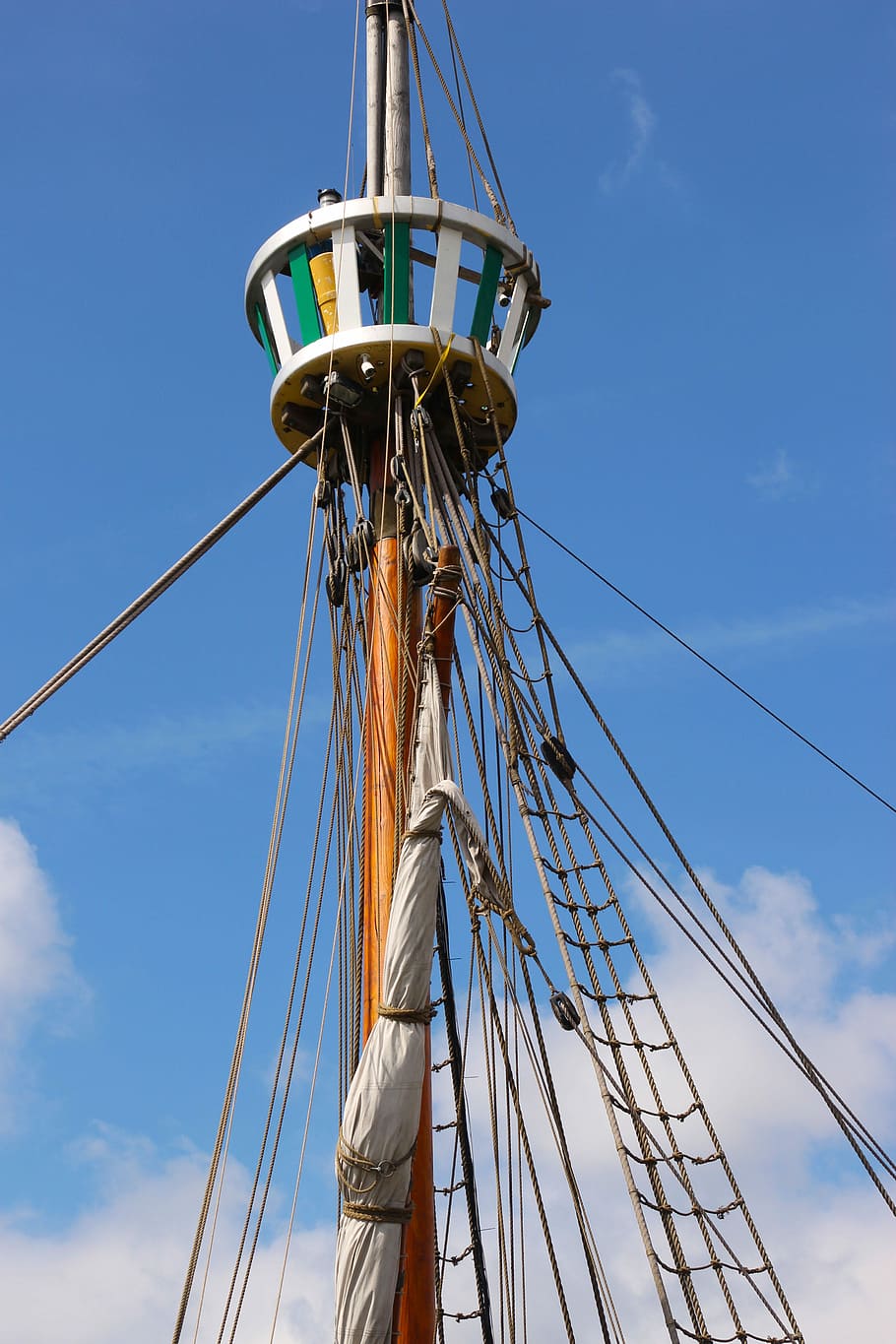 Crow'S Nest, Sailing Ship, Mast, boat, rigging, rope, nautical