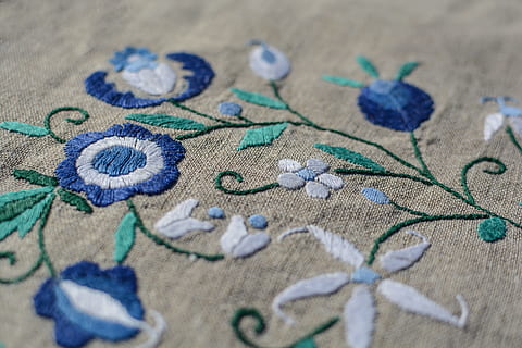 flower, embroidery, linen, thread, craft, textile, needlework HD wallpaper