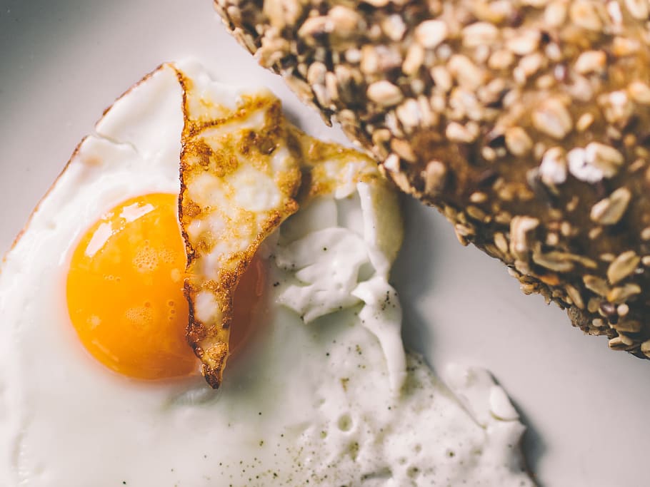 fried egg on white surface, breakfast, toast, bread, food, food and drink HD wallpaper