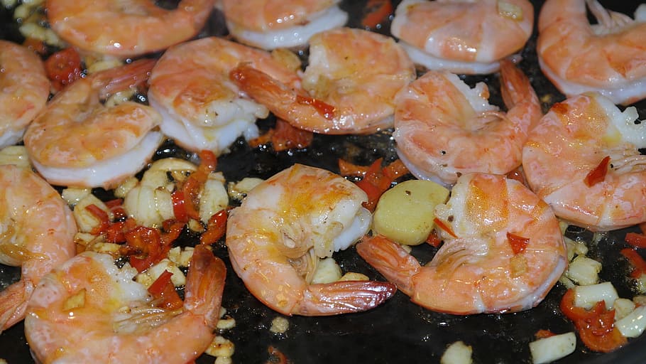 stir fried shrimp, scampi, seafood, grilled, court, eat, fish, HD wallpaper