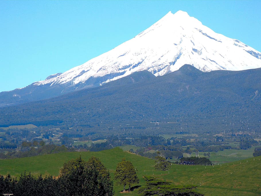 HD wallpaper: scenic, landscape, winter, mount taranaki, north island