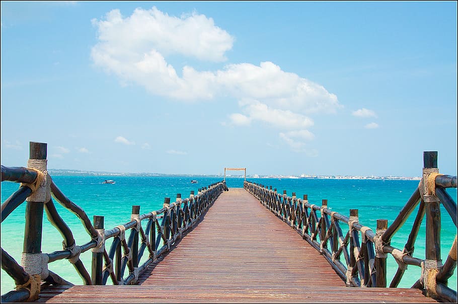 HD wallpaper: wooden dock towards body of water, zanzibar, stone town ...