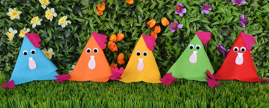 chickens, easter, decoration, funny, colorful, rush, happy easter HD wallpaper