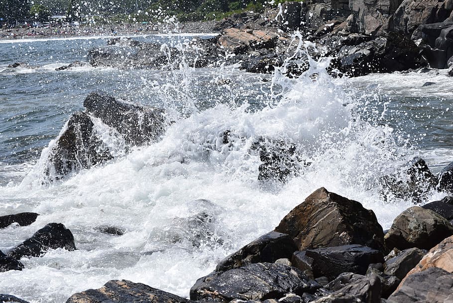 Water, Spray, Head, Wave, Movement, beach, inject, water feature HD wallpaper