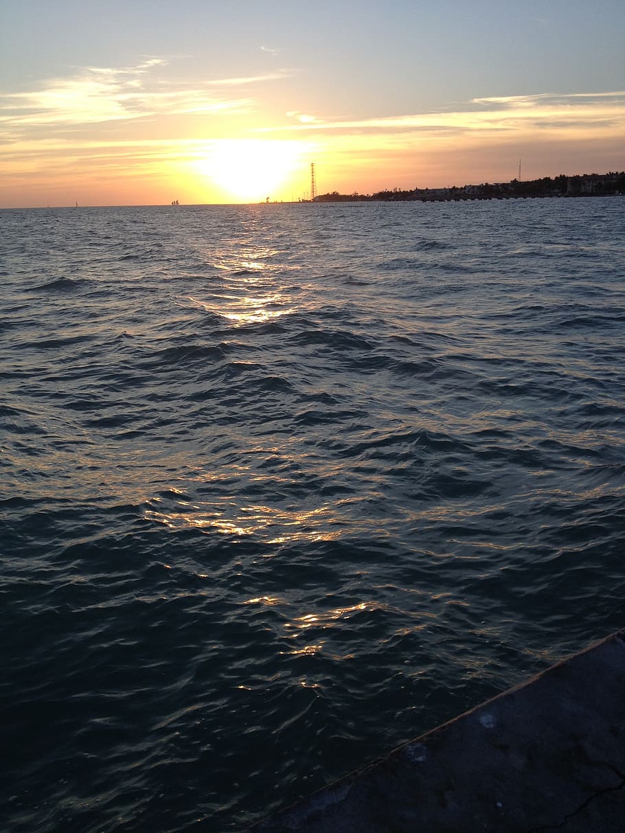 sunset, ocean, key west, sea, nature, water, dusk, summer, sky HD wallpaper