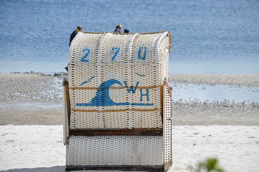 chaise, beach, sea, holidays, sandy beach, nature, water, no people, HD wallpaper