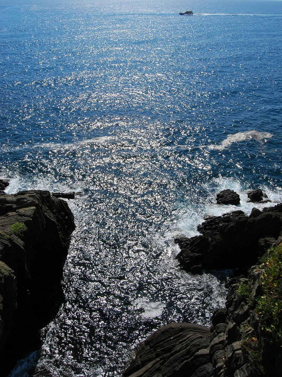 Rocks, Sea, Waves, Water, cliff, nature, scenics, no people HD wallpaper
