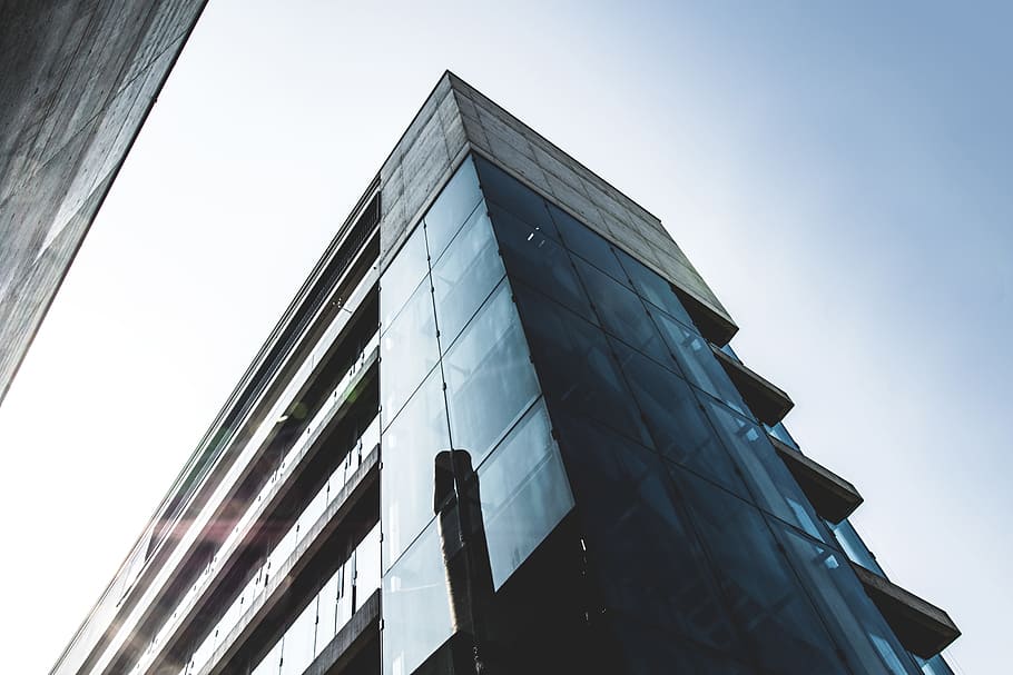 sky, building, office, glass, architectural design, architecture HD wallpaper