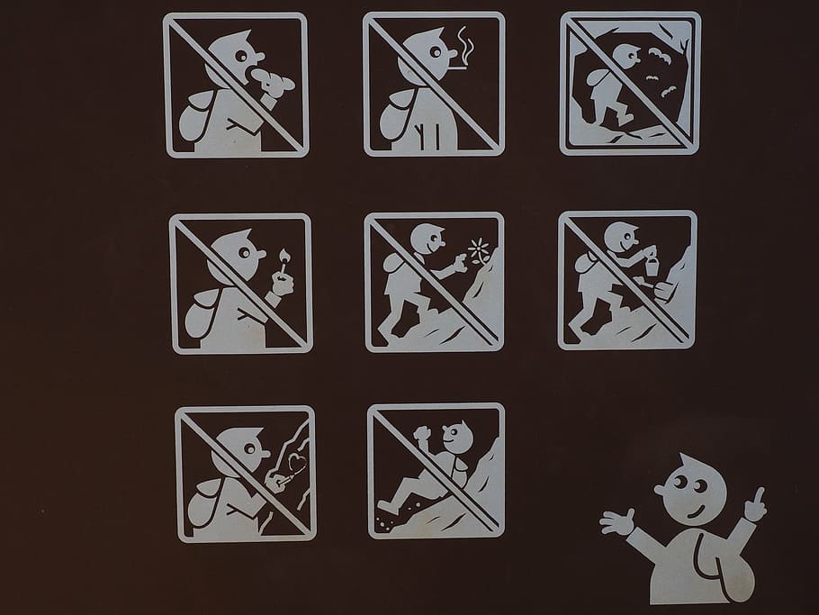 pictogram, prohibited, note, sign, ban, shield, symbol, characters HD wallpaper