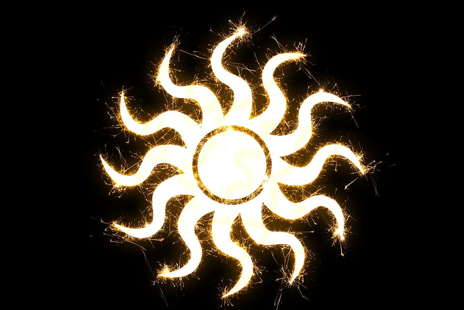 HD wallpaper: yellow sun logo on black background, sparkle, icon, shine,  ray | Wallpaper Flare