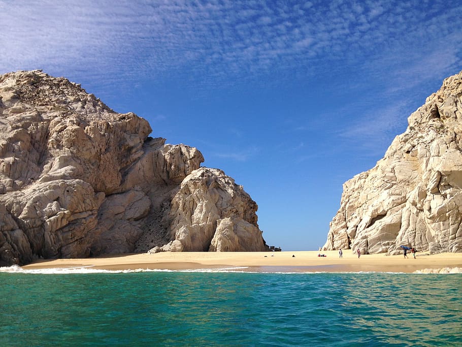 mountain, beach, sea, summer, ocean, tourism, vacation, travel HD wallpaper