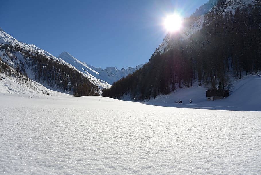 Sun, Winter, Snow, Landscape, Nature, switzerland, cold temperature HD wallpaper
