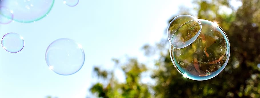 low angle photo of clear bubbles during daylight, soap bubbles HD wallpaper