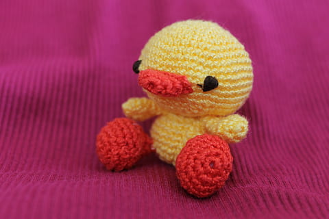 yellow and red bird amigurimi doll, Duck, Toy, Crochet, Animal HD wallpaper