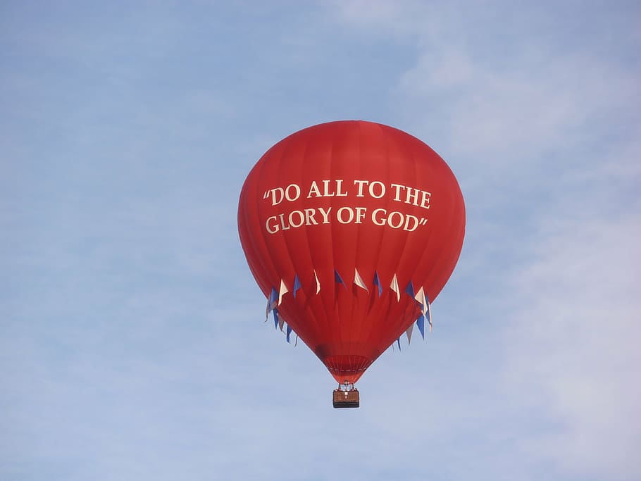 low angle photography of hot air balloon, glory of god, red balloon, HD wallpaper