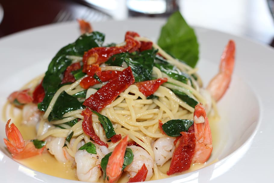 Seafood, Pasta, Shrimp, Lobster, seafood pasta, italian food, HD wallpaper