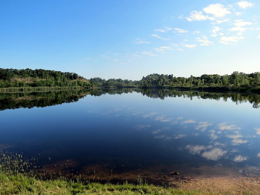 nature, lake, reflection, scenery, summer, clouds, indiana HD wallpaper