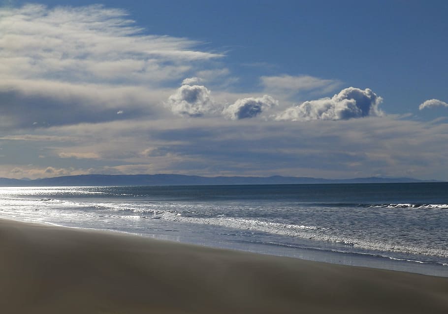 beach, winter, water, wild, nature, landscape, ocean, new zealand HD wallpaper