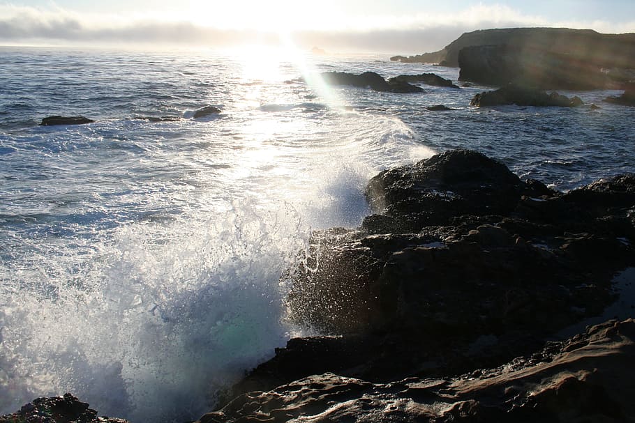 Pacific, Ocean, Crashing, Waves, Coast, landscape, coastline HD wallpaper