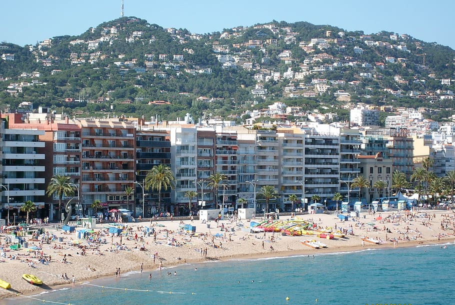 spain, beach, sea, holidays, water, building exterior, architecture HD wallpaper