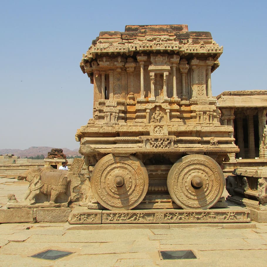 rock chariot, hampi, unesco world heritage, india, temple, ruins, HD wallpaper
