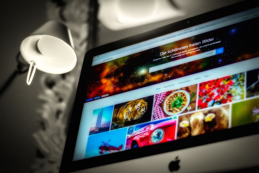 iMac beside table lamp, pixabay, apple, screen, monitor, computer HD wallpaper
