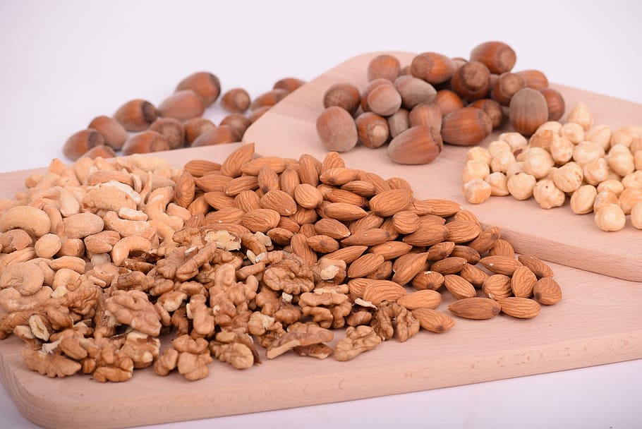 almonds lot, seed, food, batch, refreshment, healthy, nut, nutrition, HD wallpaper