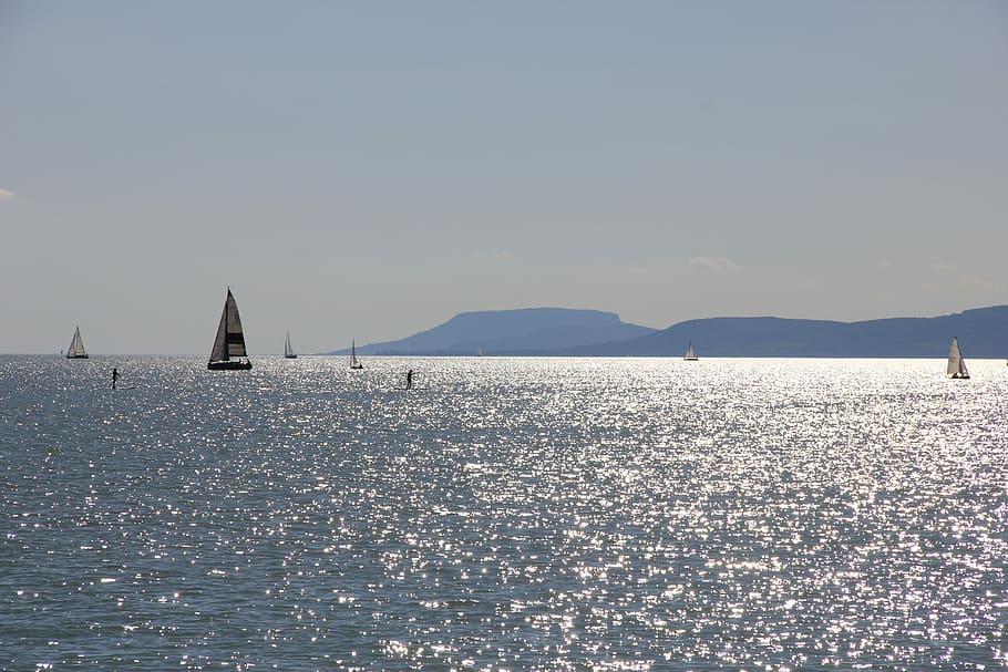 Water, Lake Balaton, Ships, Light, badacsony, sea, sailboat, HD wallpaper