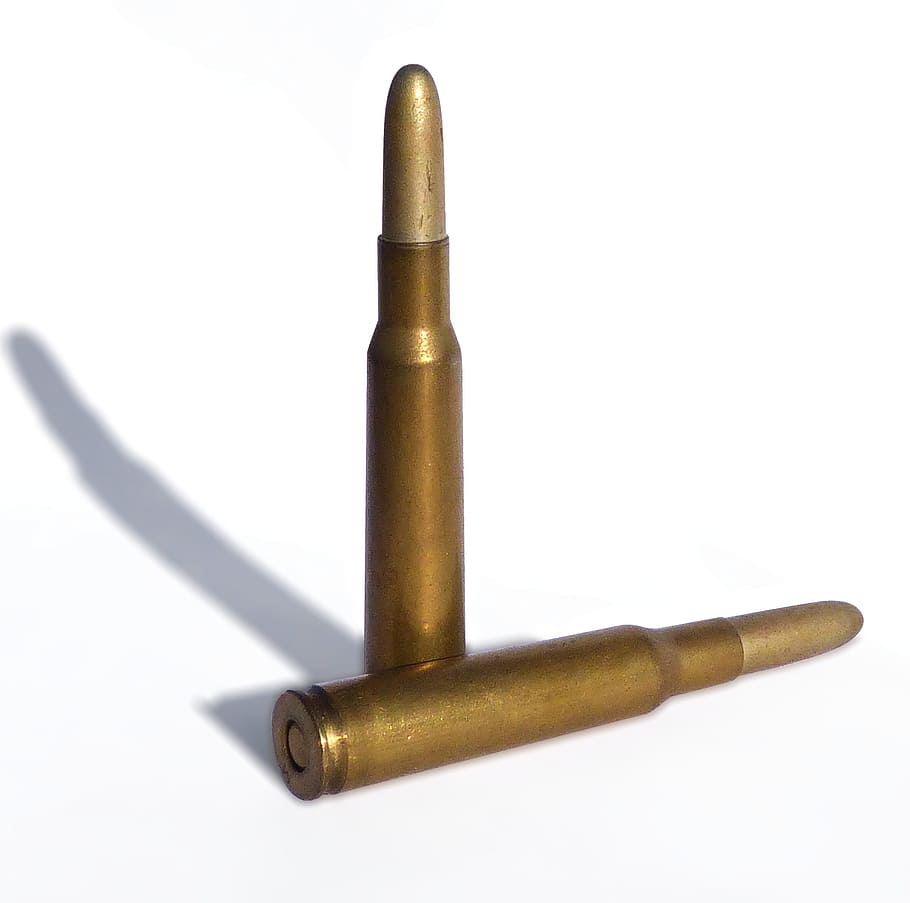 two brass-colored bullets, Mauser, Civil War, Projectile, gold colored HD wallpaper