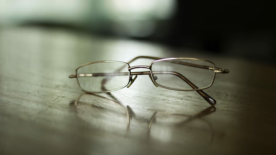 eyeglasses on table, eyeglasses with silver frames, spectacle HD wallpaper