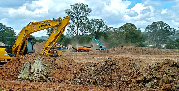 two front loaders on field, bulldozer, crawler, earth-moving HD wallpaper